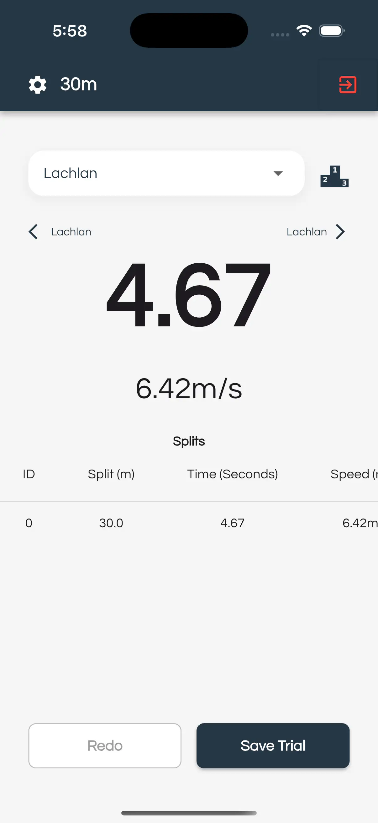 AxIT app drill time and session screen