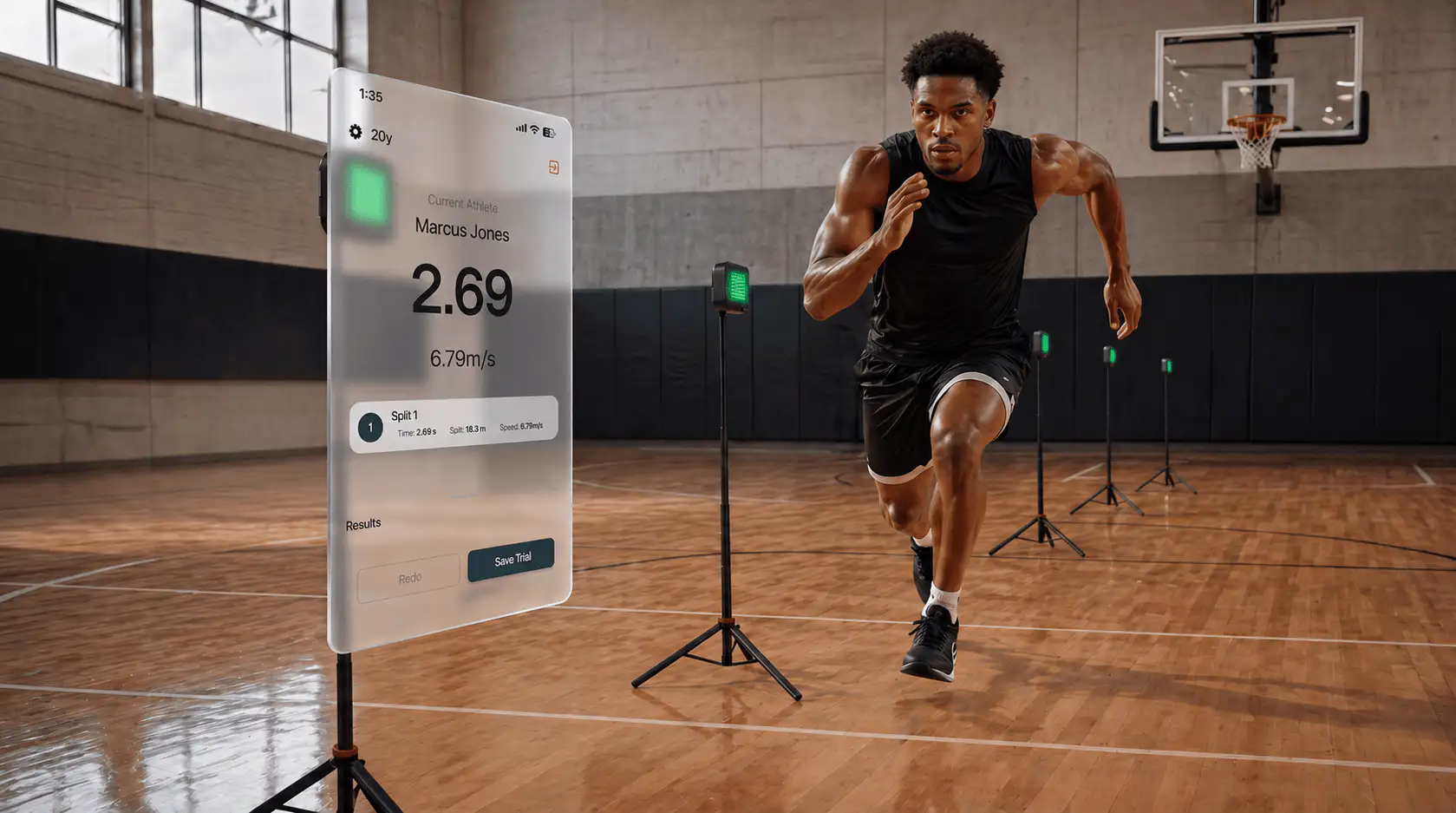 Athlete sprint testing setup with AxIT Timing Gate